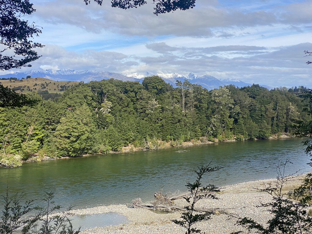 Langs de Waiau River op dag 4 van de Kepler Track